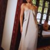 Champagne Strapless Draped Gown "Velvet Dawn" DR412